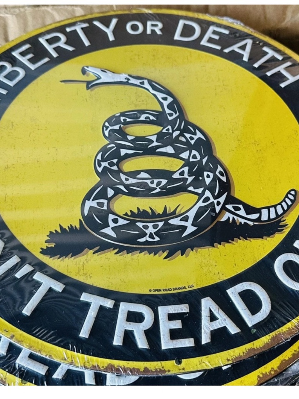 Open Road Brands Yellow and Black Rattlesnake Décor Sign